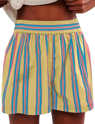 2025 spring and summer European and American new women's shorts fashion striped casual shorts European and American cross-border Y2K women's pants