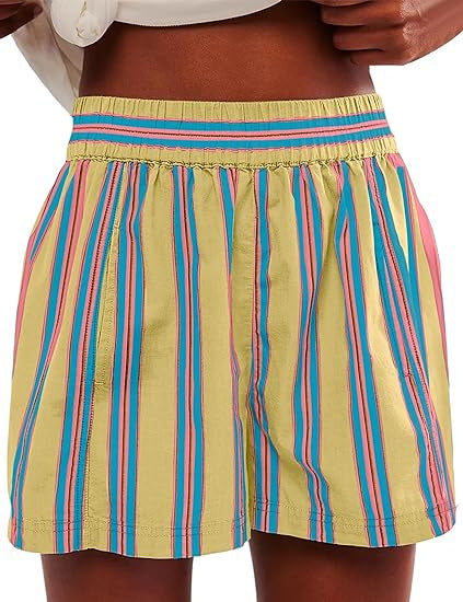 2025 spring and summer European and American new women's shorts fashion striped casual shorts European and American cross-border Y2K women's pants