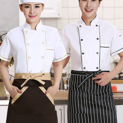 Wholesale Chef Clothes Short Sleeve Summer Clothes Chef Work Clothes Men's and Women's Restaurant Baking Kindergarten Canteen Kitchen Work Clothes