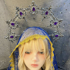 Black pointed inward + purple beads