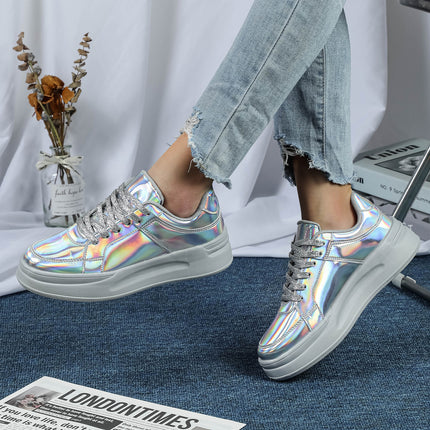 Spring and Autumn Fashionable Glitt Platform Board Shoes Increased Breathable Casual sneaker Couple's Outdoor Trendy Shoes