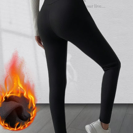 Black Leggings for Women, Suitable for Wearing Outside in Autumn and Winter, with Fleece Lining, High Waist, Stretchy, Thickened, Slim-Fit Long Pants, Cross-Border Fleece Pants