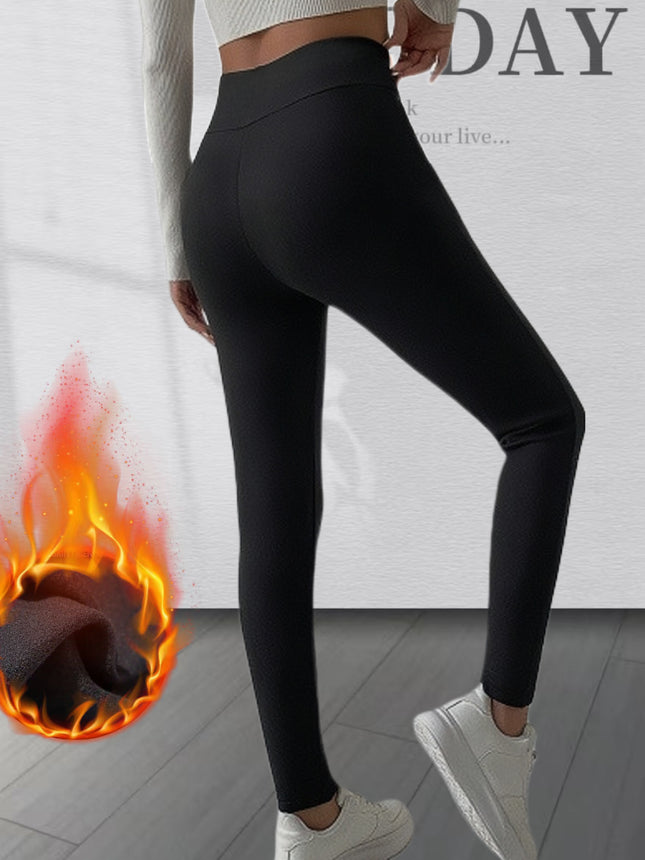 Black Leggings for Women, Suitable for Wearing Outside in Autumn and Winter, with Fleece Lining, High Waist, Stretchy, Thickened, Slim-Fit Long Pants, Cross-Border Fleece Pants