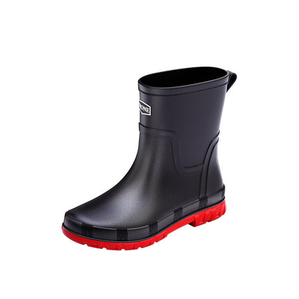 High-end rain boots men's closed rainproof waterproof shoes short mid-tube non-slip rain boots bunted working rubber shoes fleece-lined new