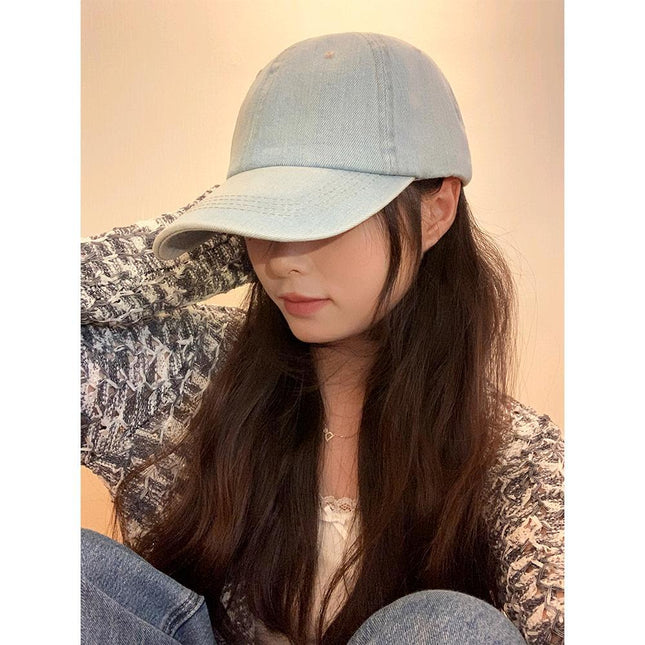 Washed old Denim baseball cap women's retro all-match face small outdoor sports leisure sunshade duck tongue hat tide