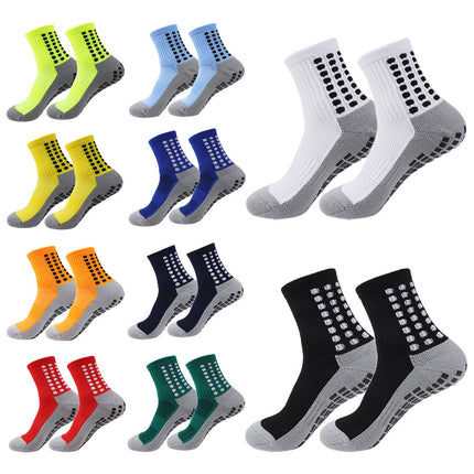 Cross-Border Foreign Trade Training Sweat-Absorbent and Breathable Set: Non-Slip Towel Bottom Adhesive Football Socks + Football Shin Guards