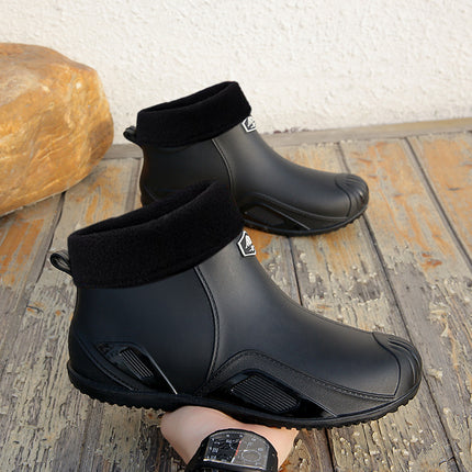 One Piece Free Shipping Cross-Border New Fashion Short-Tube Water Shoes, Waterproof and Non-Slip for Outdoor Wear, Fleece-Lined Kitchen Rain Shoes for Men