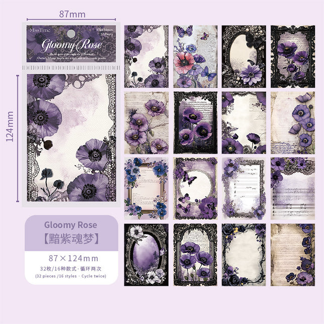Light-Picking Retro Handbook Material Paper Flower Shadow Broken Seal Series Creative Flower Background Base Material Decorative Paper