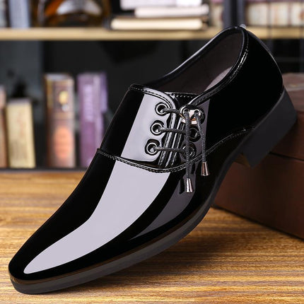 Men's Casual Leather Shoes, Fashionable and Versatile Leather Shoes, Formal Business Men's Shoes, Pointed Toe Bright Leather Office Wedding Men's Shoes