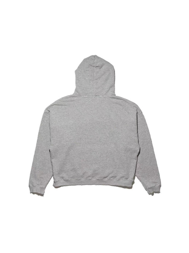 In-Stock Melancholic Rich Kid Style 25Ss Floral Gray Distressed Slogan Cardigan Collar Pin Sweatshirt Hoodie
