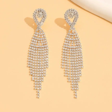 Factory direct approval of European and American temperament vintage jewelry fashion bride Joker earrings diamond tassel earrings earrings