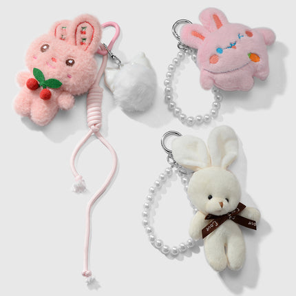 Cross-border explosions cute exquisite high-value plush ball doll rabbit simulation glass beads keychain bag pendant