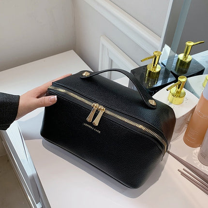 New Cross-Border Portable Makeup Bag with Large Capacity and Multiple Compartments, Pu Cosmetic Storage Bag, Toiletry Bag with High Aesthetic Value