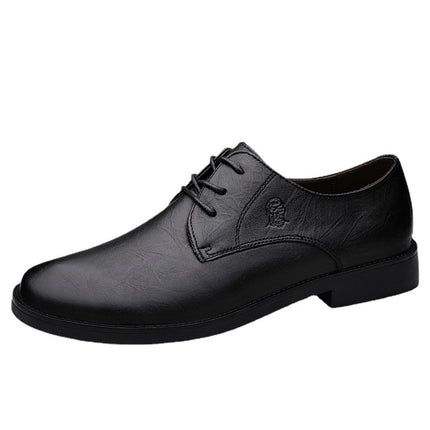 Old Man's Head Men's Business Casual Leather Shoes Foreign Trade Soft Sole British Men's Shoes Round Head Low Lace-up Men's Casual Men