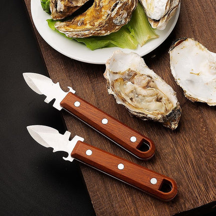 New thick stainless steel oyster knife oyster artifact wooden handle pry shell device oyster shell device oyster knife
