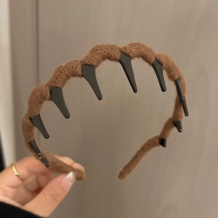 Plush Leopard Print Headband for Women, Autumn Hair Accessory for Tidying up Stray Hair, High Cranial Headband, Hair Clip, Hair Accessory, Korean Style Headband