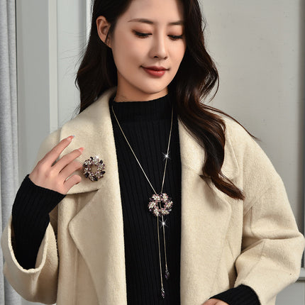 Factory Direct Autumn and Winter All-match sweater chain fashionable temperament spiral flower long necklace for women one two-piece corsage
