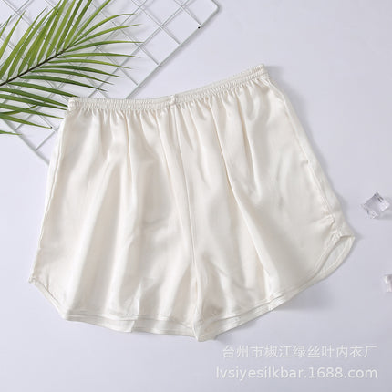 Green Silk Leaf Silk Pajamas Women's Home Shorts Silk Beach Pants Summer Casual Versatile Large Pants