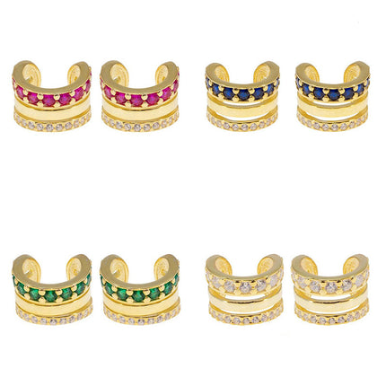 Amazon, Aliexpress, Temu, Shein, European and American Cross-Border Popular Luxury Zircon Earrings and Ear Clips Wholesale