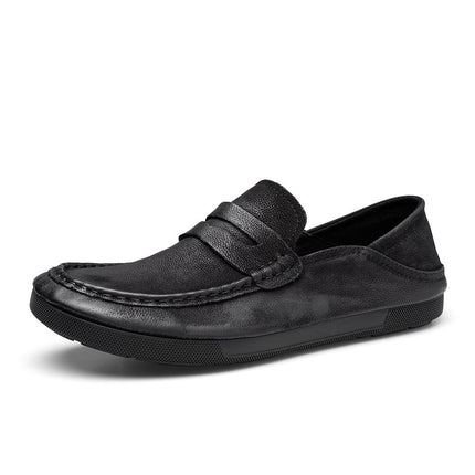 Men's Loafers, New Spring and Autumn Slip-On Shoes, Genuine Leather, Breathable, Casual Leather Shoes, Lightweight, Comfortable Driving Shoes, Lazy Shoes