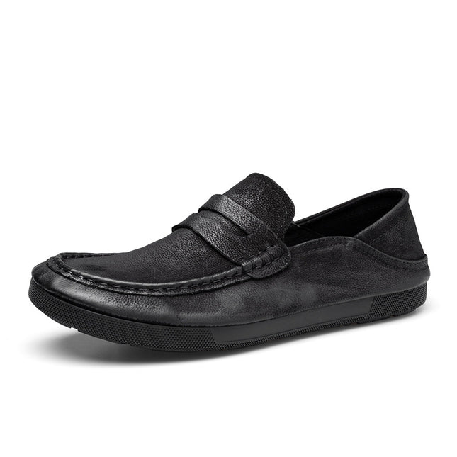 Men's Loafers, New Spring and Autumn Slip-On Shoes, Genuine Leather, Breathable, Casual Leather Shoes, Lightweight, Comfortable Driving Shoes, Lazy Shoes