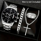 Silver and black number series + cross pendant (no gift box)