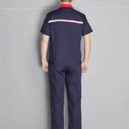 Gas Station Work Clothes, Summer Short-Sleeved Clothing, Petrochemical Gas Station Half-Sleeved Anti-Static Labor Protection Clothing Set, Customized