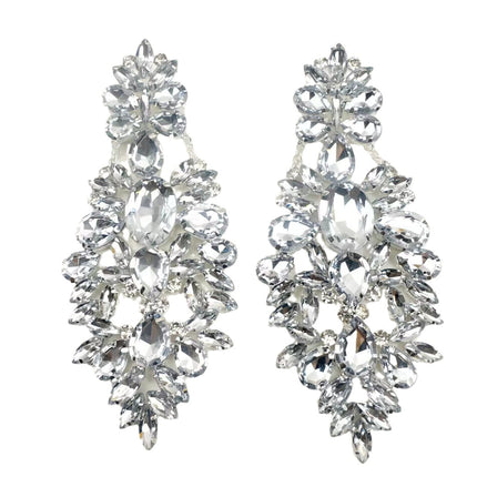 Cross-border Fashion Europe and America Exaggerated Geometric Rhinestone Earrings Diamond Flash Light Luxury High-end Elegant Earrings Jewelry