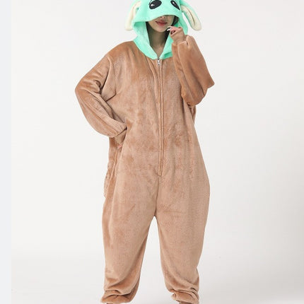 Autumn and Winter New Flannel Cartoon Animal One-piece Pajamas New Maryable Outer Wear Men's and Women's Couples Home Clothes