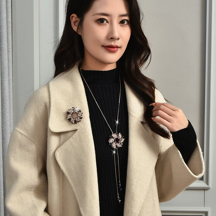 Factory Direct Autumn and Winter All-match sweater chain fashionable temperament spiral flower long necklace for women one two-piece corsage