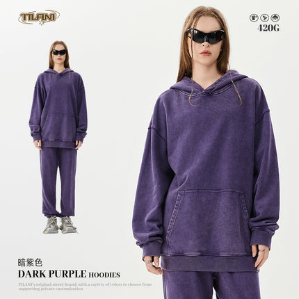 Tilani Batik Heavy Weight 420g Hooded Sweatshirt Casual Sportswear Suit Men's and Women's Hoodie Sweatshirt Two-Piece Set