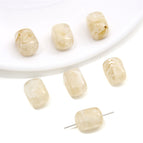 5 p/bag / Rectangular beads 9x 13mm aperture about 1mm beige