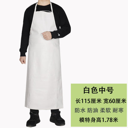 Leather Waterproof Apron Oil-proof Kitchen Neck PU Household Adult Barbecue Leather Bib for Men and Women Lengthened Thickened Bib