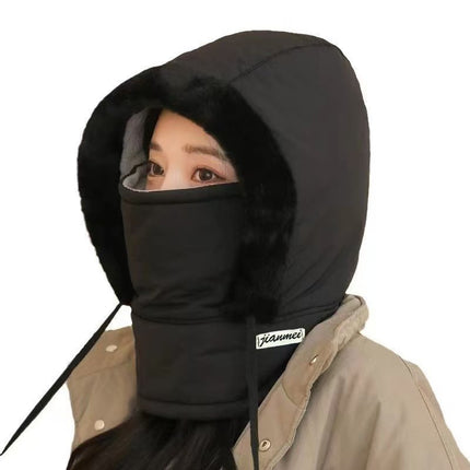 Northeast Warm Lei Feng Hat, New Winter Model for Men and Women, Outdoor Ear Protection, Fleece-Lined, Thickened, Cold-Proof, Integrated Face Mask and Neck Warmer Hat