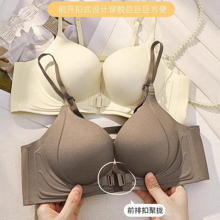 Front Button Push-Up Bra for Women with Small Breasts and Flat Chests, Summer No Rims, Traceless Anti-Sagging, Sexy Bra with Secondary Breasts