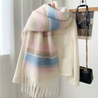Gradient striped mohair-blue-pink