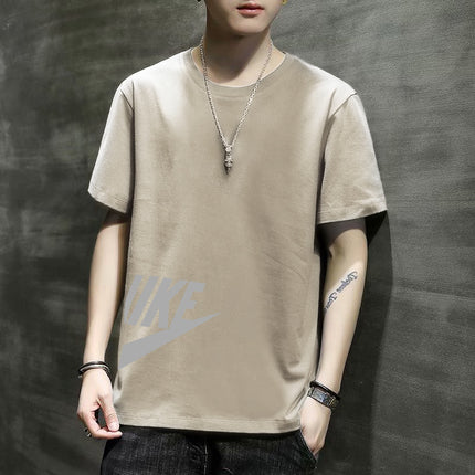 Men's Short-Sleeved T-Shirt 2023 Slim Fit Versatile Top Youth Korean Style Bottoming Shirt Printed T-Shirt Casual Round Neck