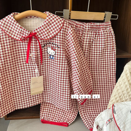 Princess Style Children's Lapel A-Class Cartoon Loungewear Set 2026 Spring New Baby Sweet and Cute Pajamas and Sleep Pants