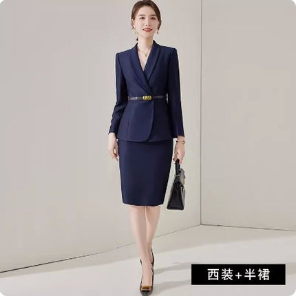 Aishangchen navy blue fashion professional suit temperament goddess fan hotel front desk sales department High sense work clothes