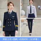 Women's blue suit + white shirt + pants / 3XL