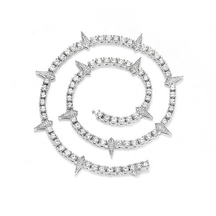 Hip-hop rap fluorescent black panther necklace high quality all-match trendy men's alloy diamond tennis chain Cuban chain wholesale