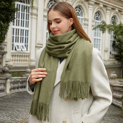 Wool Cashmere Scarf Autumn and Winter Versatile Pure Color Scarf Women's Winter Warm Women's Shawl Scarf Korean Atmosphere
