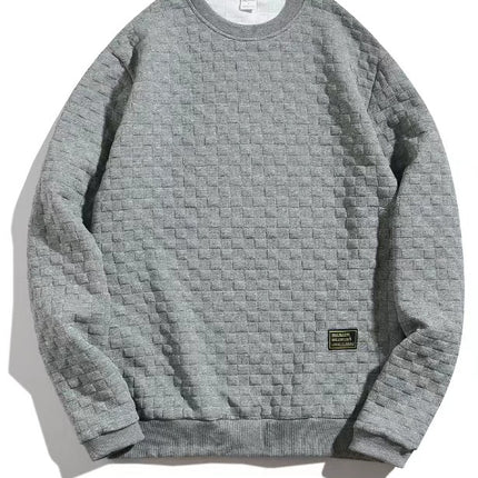 Men's Sweatshirt 2025 Cross-Border Amazon Autumn and Winter New Heavy Plaid Loose Casual Pullover Round Neck Top