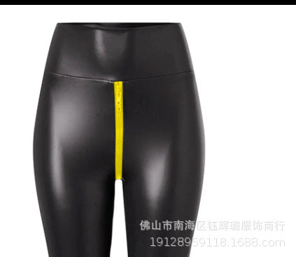 Amazon Crossing Sexy Black Matte pc Leather Open Crotch Pants for Exotic Women