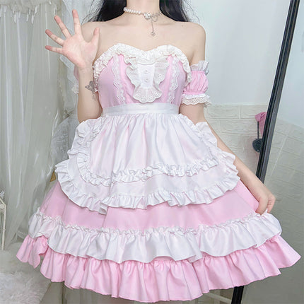 Exported to Japan Two-Dimensional Pink Loli Maid Costume Cosplay Anime Role-Playing Cafe Dress