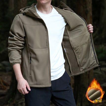 2024 New Soft Shell Outdoor Clothes Men's Outdoor Breathable Windproof Clothes Hiking Leisure Men's Sports Plus