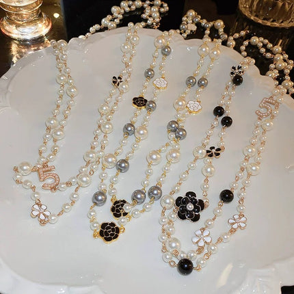 Light Luxury and High-End Multi-Layered Pearl Sweater Chain, Feminine, Simple, Long Autumn and Winter Necklace, Alloy Accessories, Jewelry