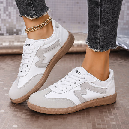 Foreign Trade Large Size 2024 Autum New Flats-Soled Casual Outer Wear Non-Slip Moral Training Shoes Lace-Up Lightweight Sports Shoes for Women