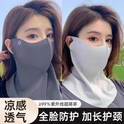 New Sun Protection Mask, Light and Breathable, Summer Sun Protection Neck Mask, Outdoor Cycling Anti-Uv Full Face Protection for Women