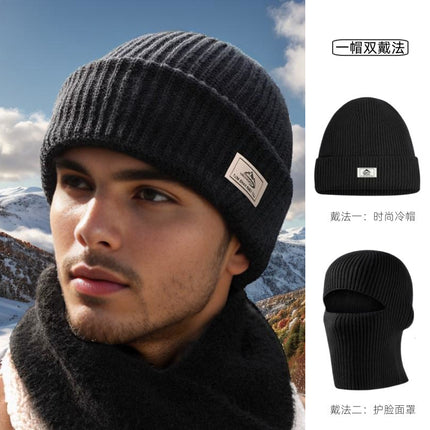 Winter Hat Balaclava Knitted Woolen Hat Cold-Proof Hood Mask Warm Cold Hat Handmade Windproof